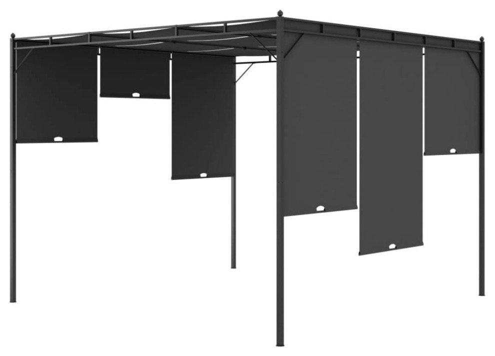 vidaXL Garden Gazebo with Side Curtain 118.1x118.1x88.6 Anthracite  47995   Contemporary   Gazebos   by BisonOffice  Houzz