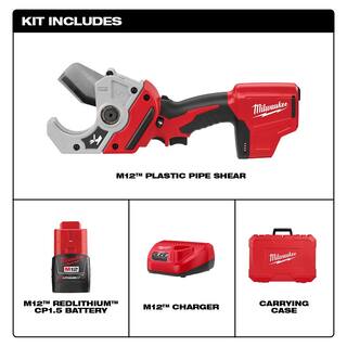 MW M12 12V Lithium-Ion Cordless Copper Tubing Cutter Kit with M12 PVC Shear Kit 2471-21-2470-21