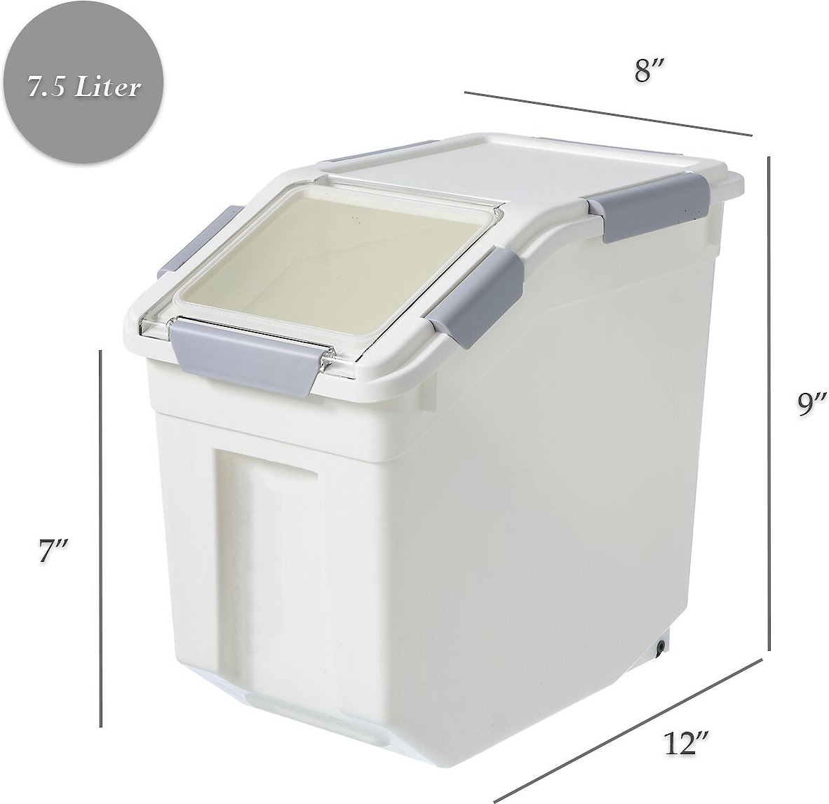 HANAMYA Pet Food Storage Container with Measuring Cup， White and Gray