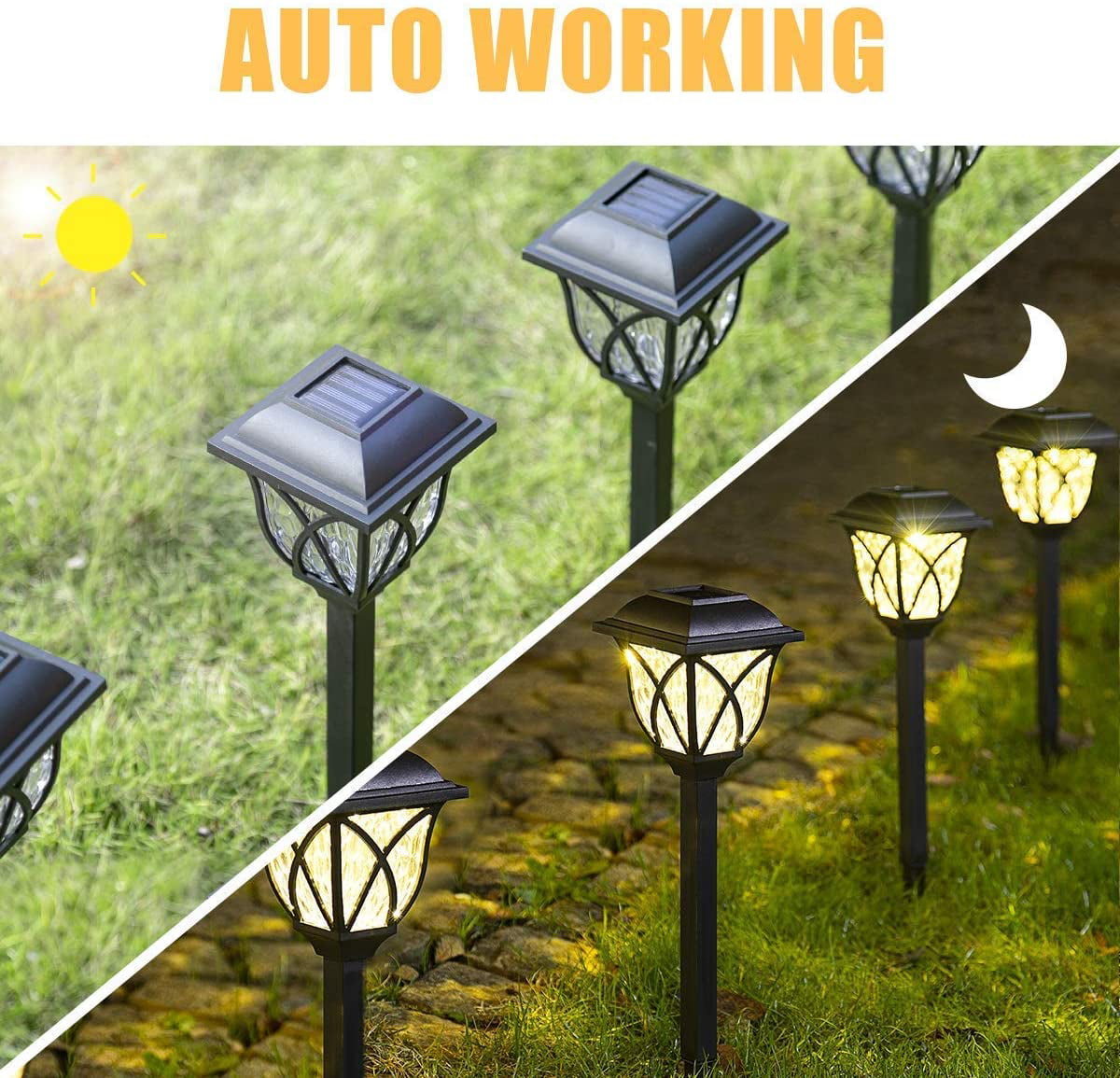 6-Piece Patterned Solar Street Light Outdoor LED Solar Garden Light, Suitable For Lawn, Courtyard And Garden Walkways