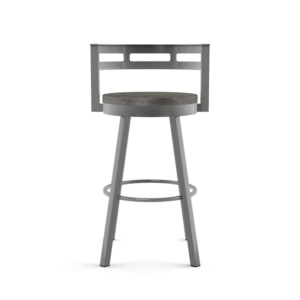 Amisco Vector Swivel Bar Stool with Distressed Wood Seat