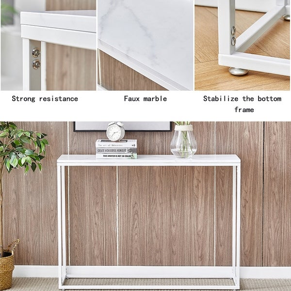 Modern Multifunctional Faux Marble Tabletop Console Table for Entryway