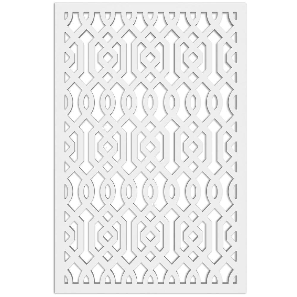 Acurio Latticeworks Azzaria 4 ft. x 32 in. White Vinyl Decorative Screen Panel 4832PVCW-AZZ