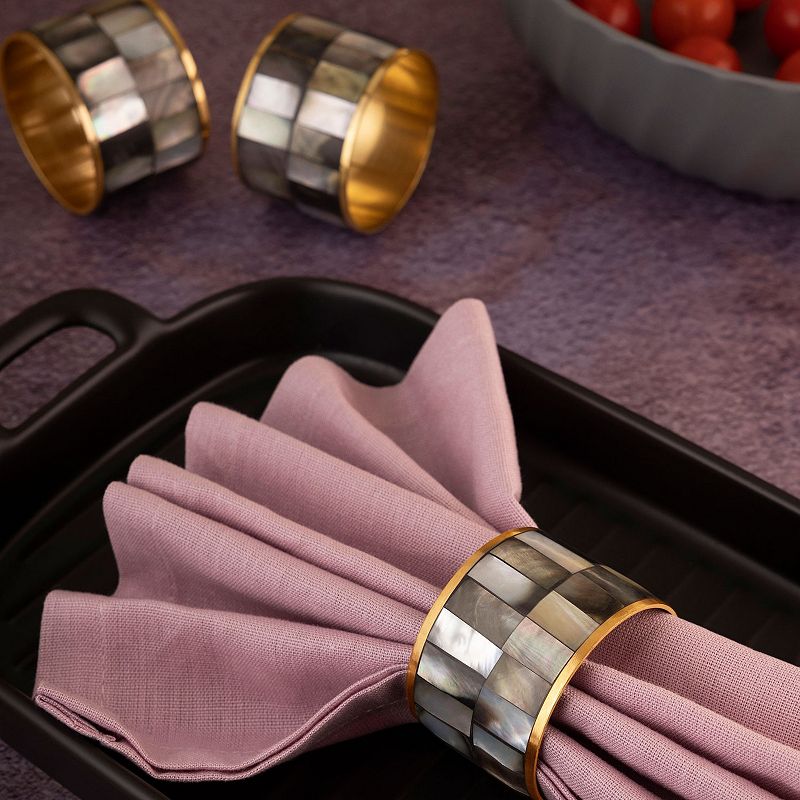 GAURI KOHLI Serena Black Pearl Napkin Rings， Set of 6