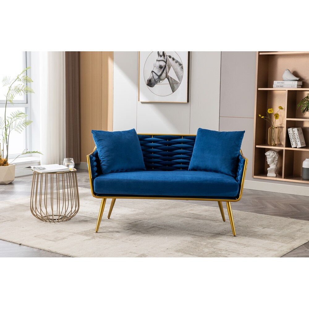 Velvet Accent Chair Modern Upholstered Armsofa Tufted Sofa with Metal Frame