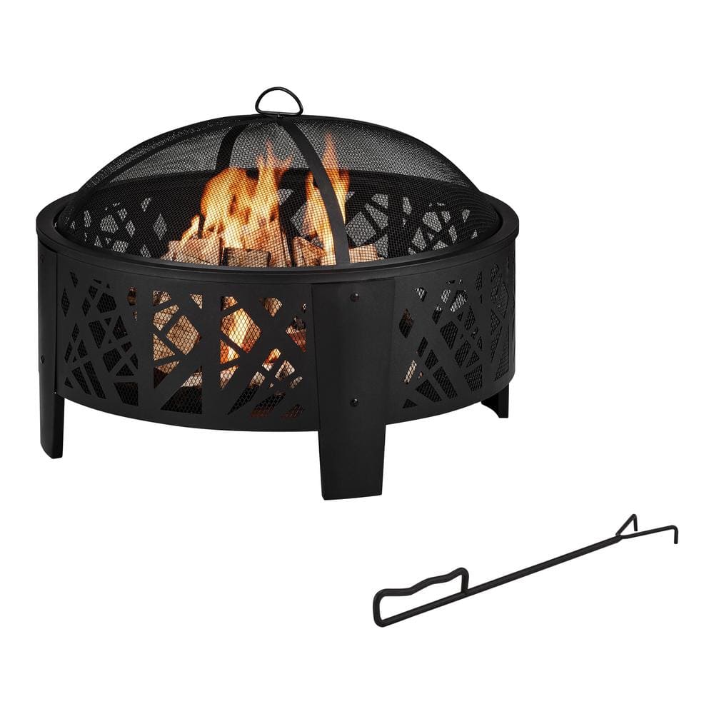 Hampton Bay 30 in. Outdoor Steel Wood Burning Black Fire Pit FT-61606