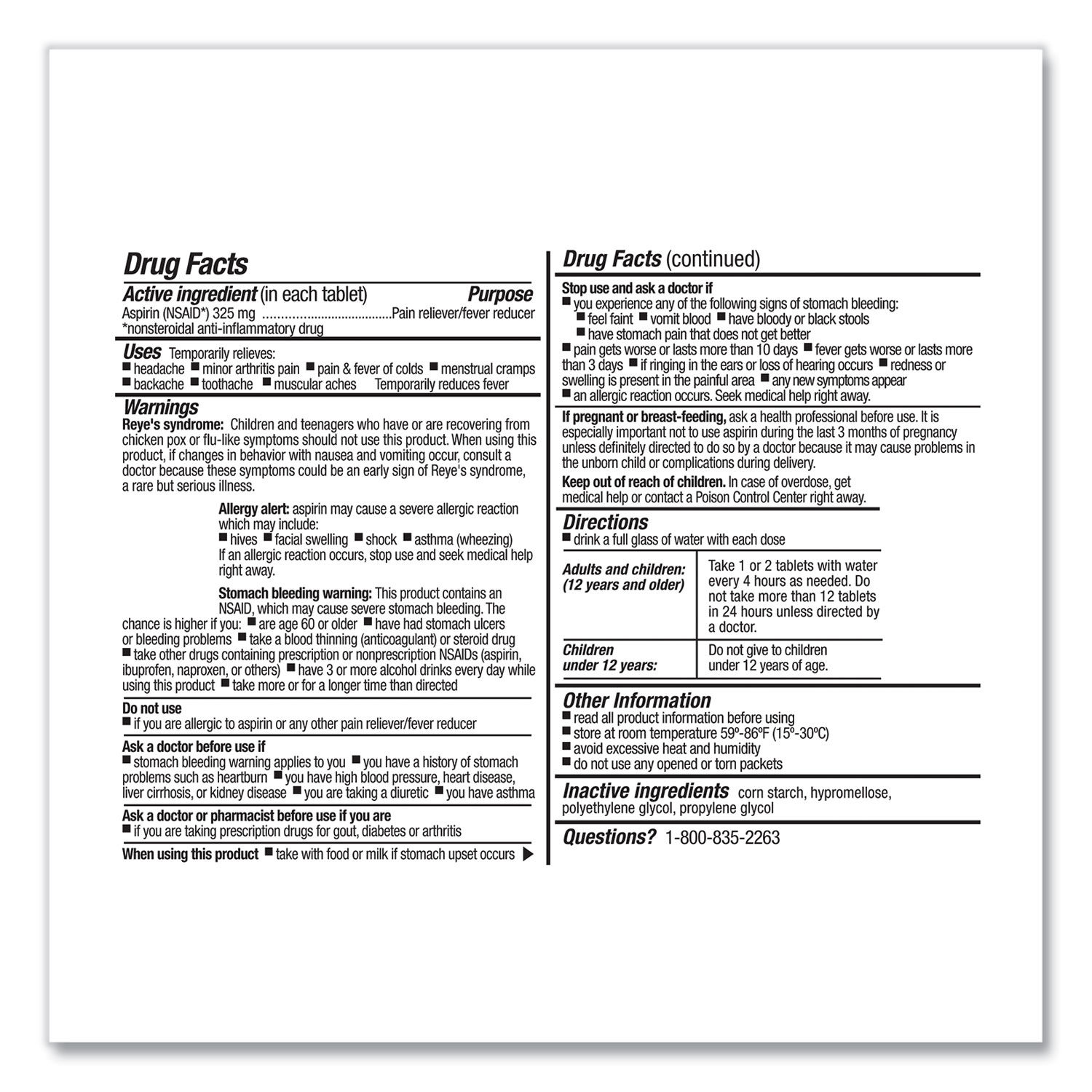 SmartCompliance Aspirin Refill by First Aid Onlyandtrade; FAOFAE7004