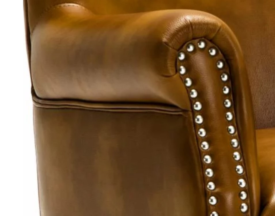 Classic Accent Chair  Leather Gel Upholstered Seat  ampArms With Nailhead   Traditional   Armchairs And Accent Chairs   by Declusia  Houzz