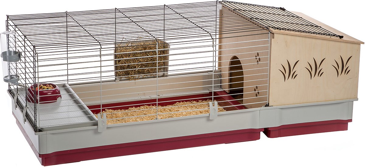 Ferplast Krolik Rabbit Cage | Extra-Large Rabbit Cage w/Wood or Wire Hutch | Rabbit Cage Includes All Accessories