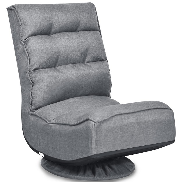 Costway Gaming Chair Fabric 6 position Folding Lazy Sofa 360 Degree Swivel Grey