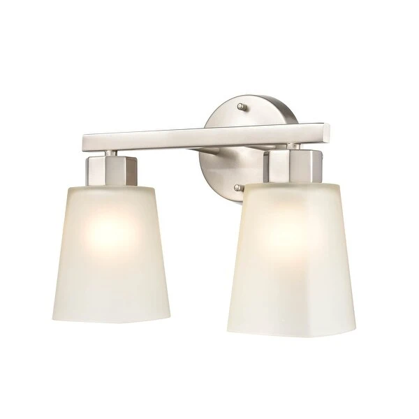 Millennium Lighting Coley 2 or 3 Light Vanity Fixture in Brushed Nickel or Matte Black with Frosted Glass Shades