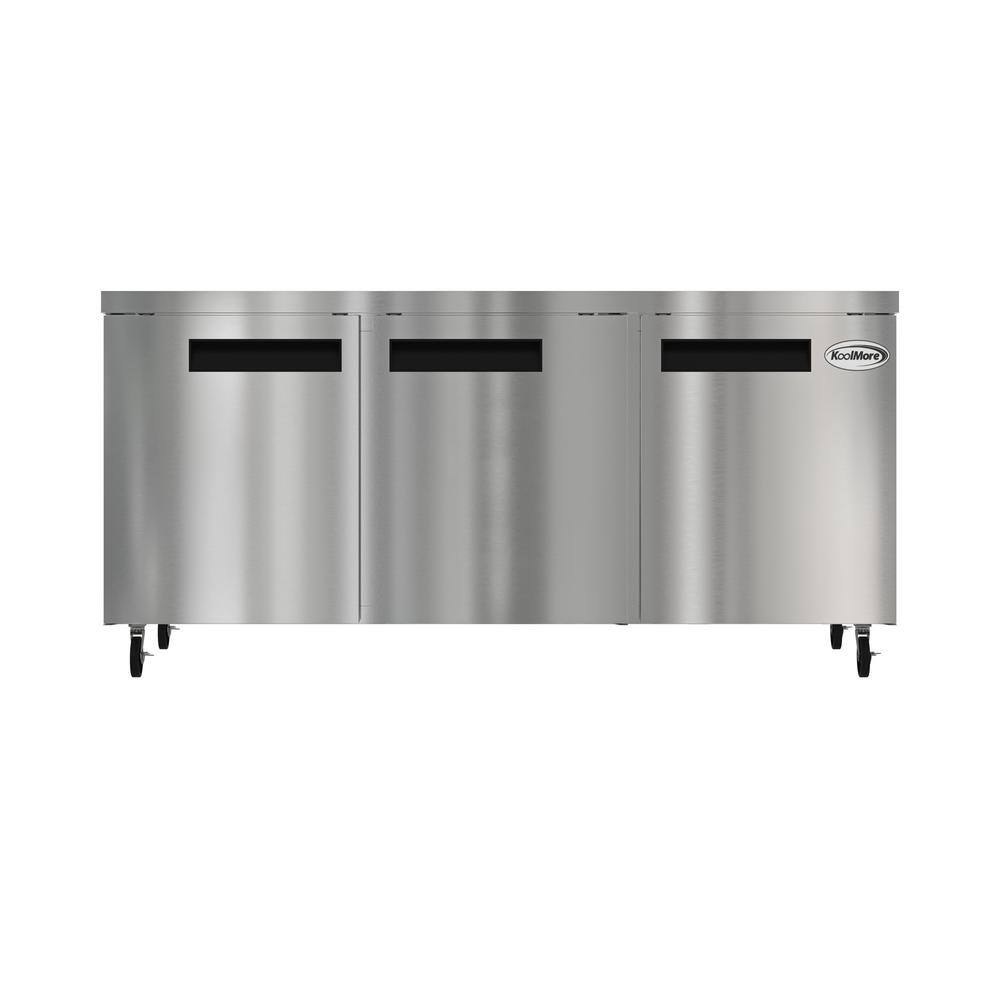 Koolmore 72 In. 18 cu. ft. Commercial Under the Counter Refrigerator in Stainless-Steel KM-UCR-3DSS