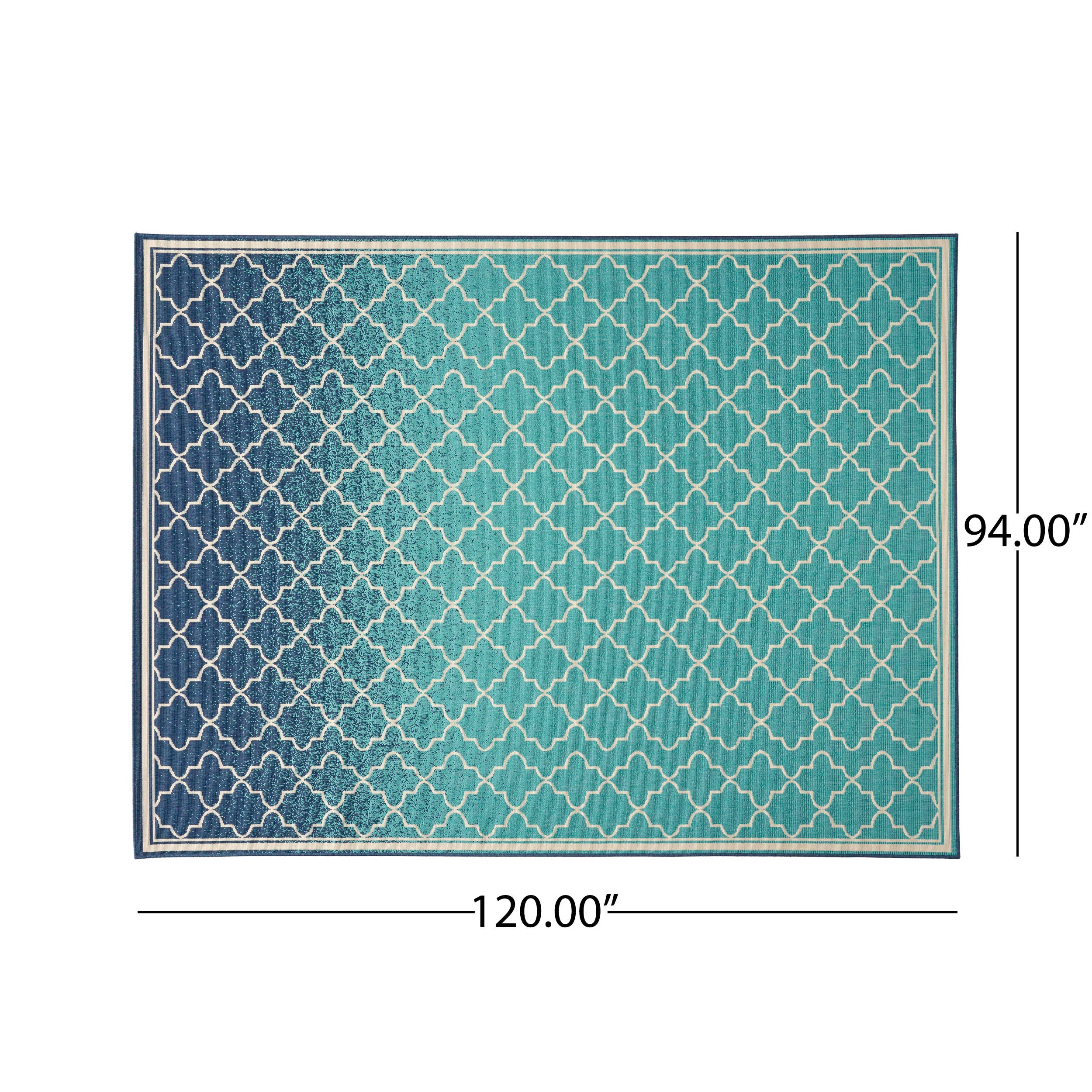 Sweety Outdoor Ombre Area Rug, Blue and Ivory