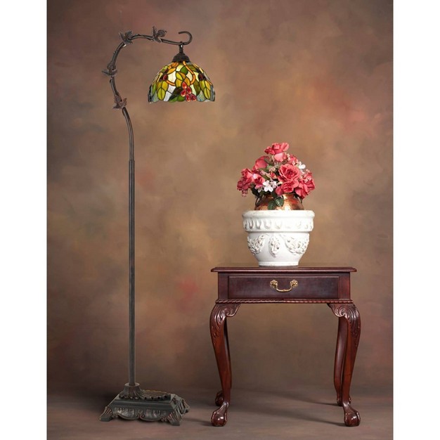 Metal Floor Lamp With Hand Cut Glass  Shade Dark Bronze Cal Lighting