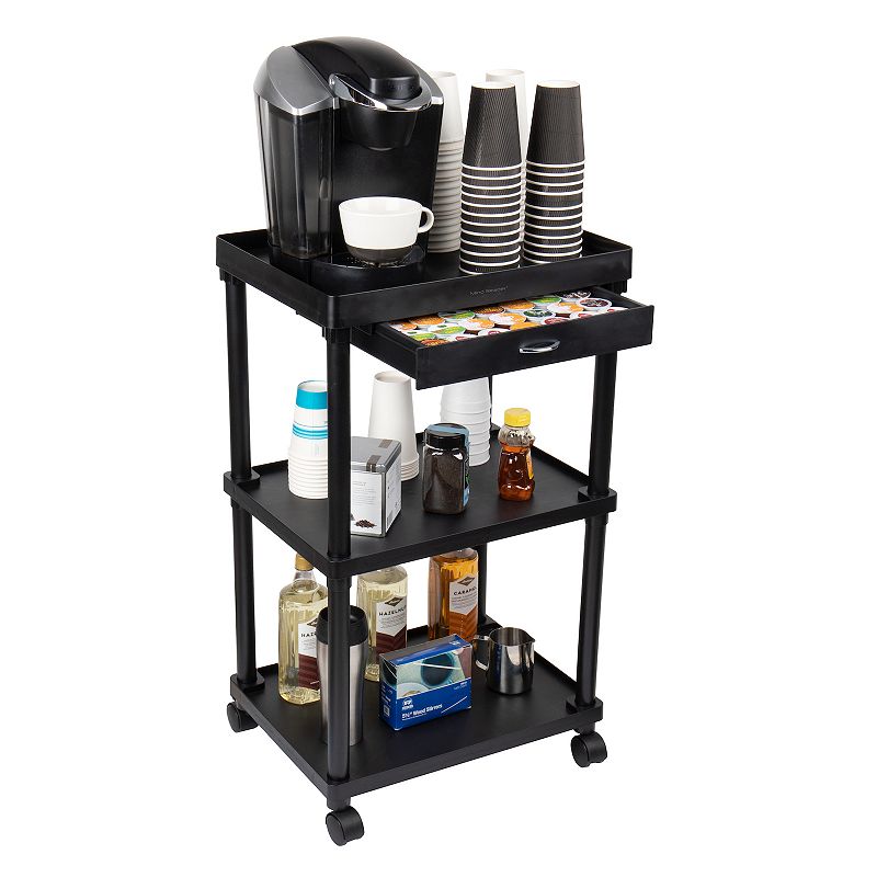 Mind Reader Anchor Collection Mobile Printer Cart with 3 Shelves and a Storage Drawer