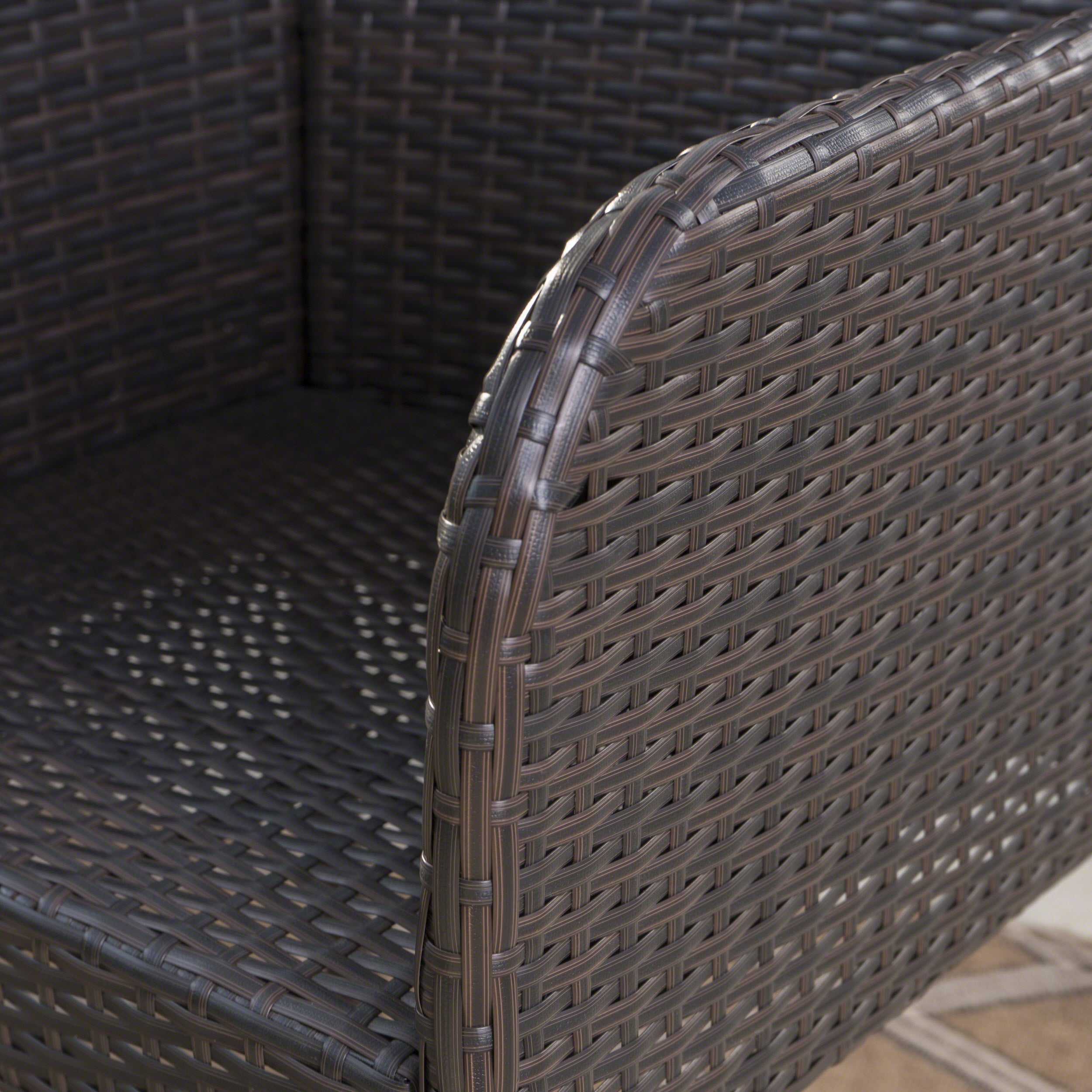 Burrough Outdoor 3 Piece Round Multi-brown Wicker Bar Set