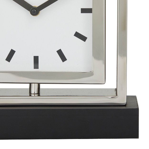 Stainless Steel Clock With Black Base Silver Olivia amp May