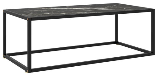 vidaXL Coffee Table End Table Accent Sofa Table with Steel Frame Black Glass   Transitional   Coffee Tables   by vidaXL LLC  Houzz