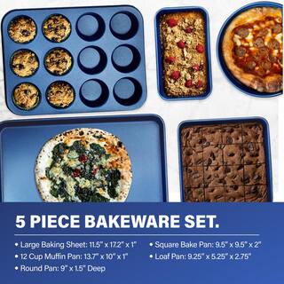 GRANITESTONE Classic Blue 15-Piece Aluminum Ultra-Durable Non-Stick Diamond Infused Cookware and Bakeware Set 7522