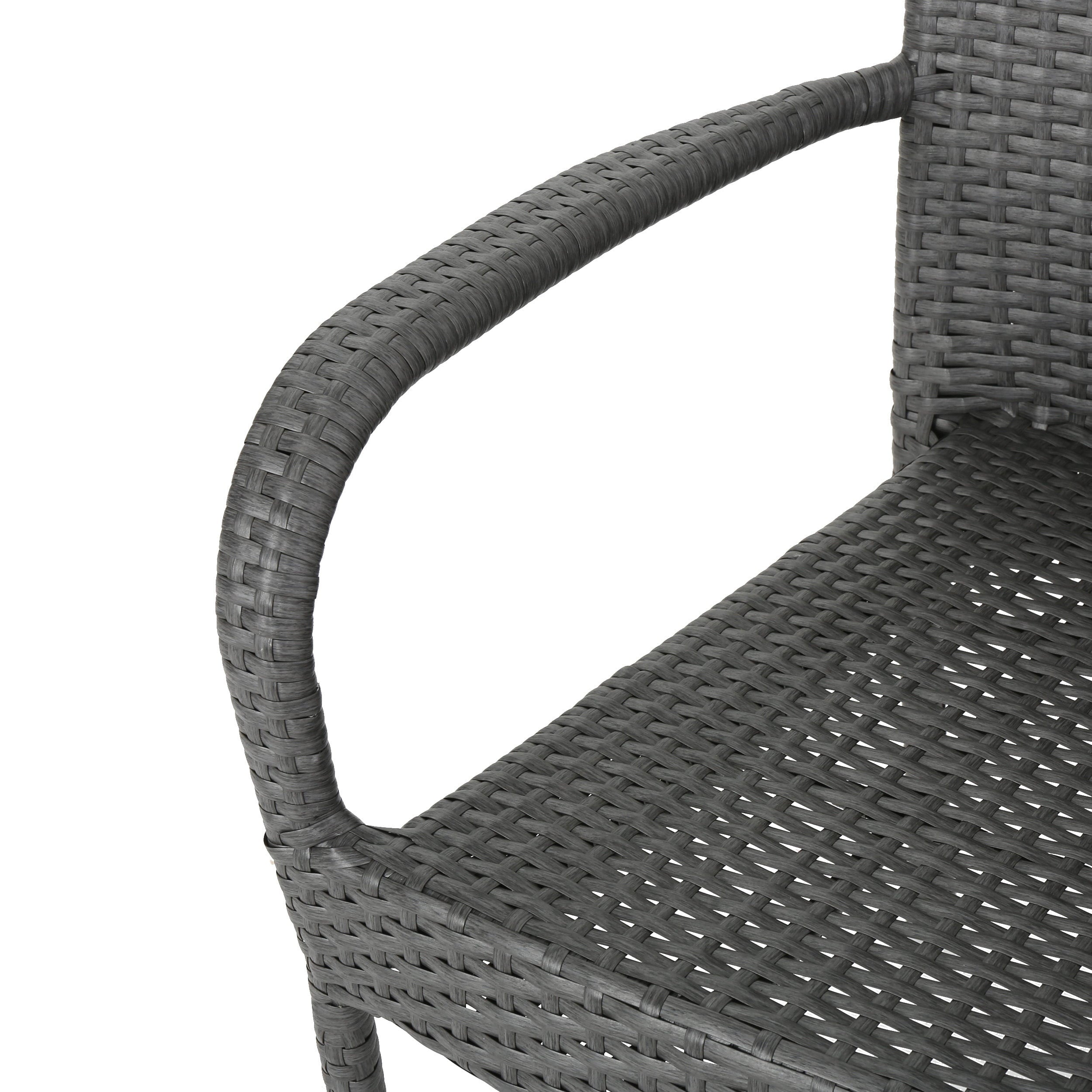 Noble House  Outdoor Dining Chair - Wicker - Set of 2 - Has Arms - Gray