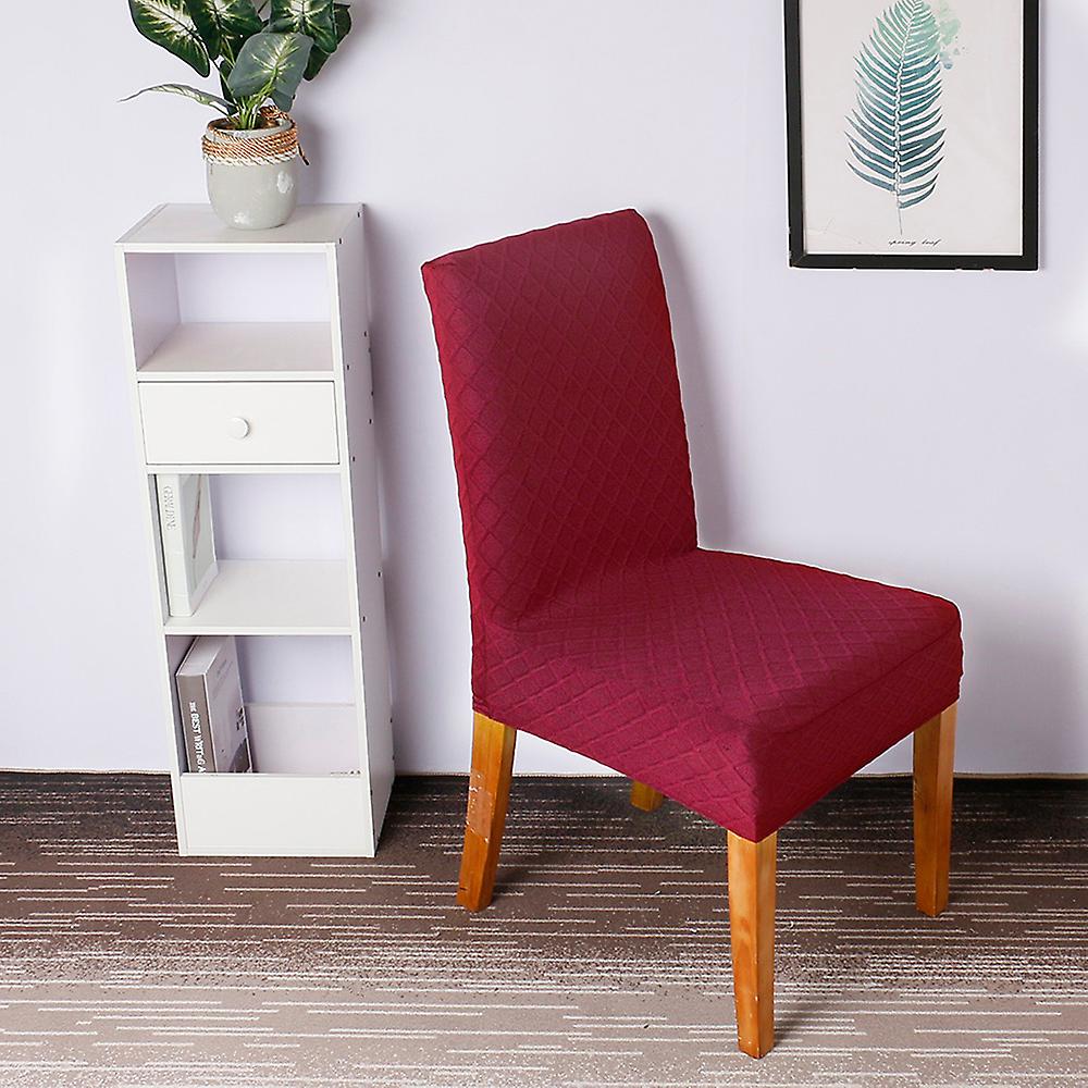 Wine Red 1pcs Stretch Solid Diamond Lattice Dining Chair Cover Slipcover Removable Washable Short Dining Chair Protector Seat Solid Slipcovers For Hot