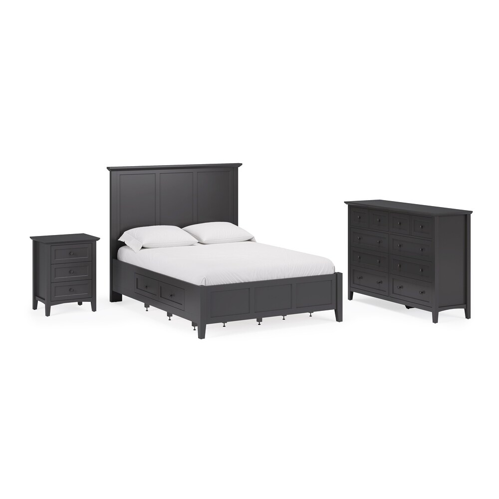 Grace Three Drawer Nightstand in Raven Black