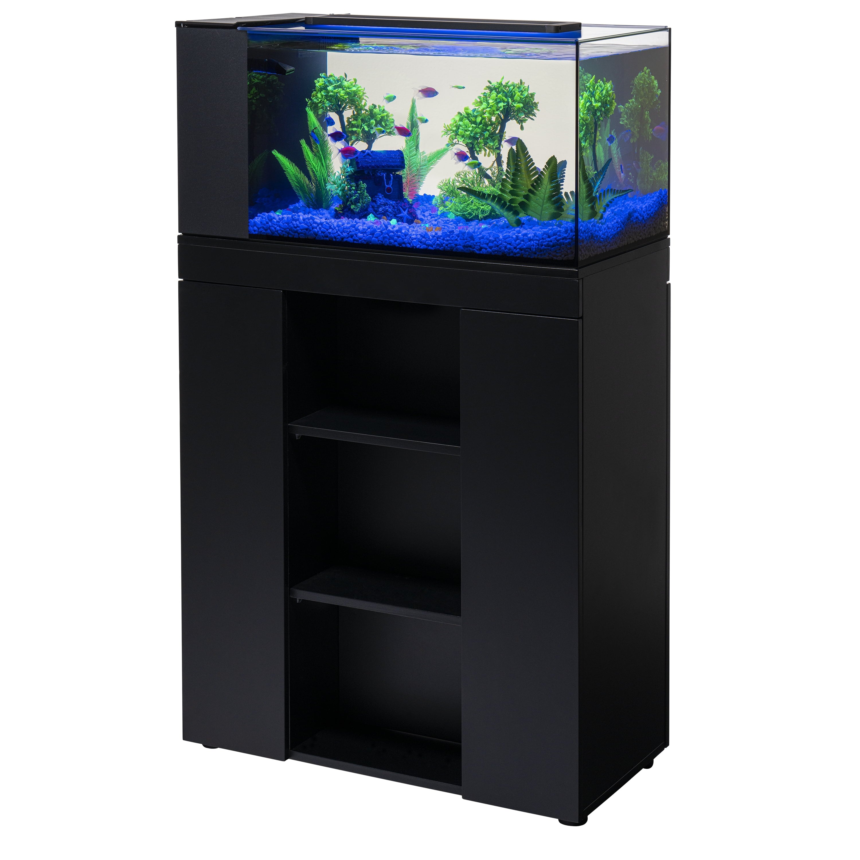 GloFish Mangrove Tree Plant Aquarium Décor， Green Large， Fluorescent Under Blue LED Light