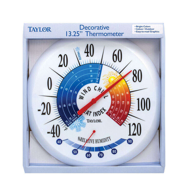 Taylor Wind Chill and Heat Index Dial Thermometer Plastic Multicolored 13.25 in.