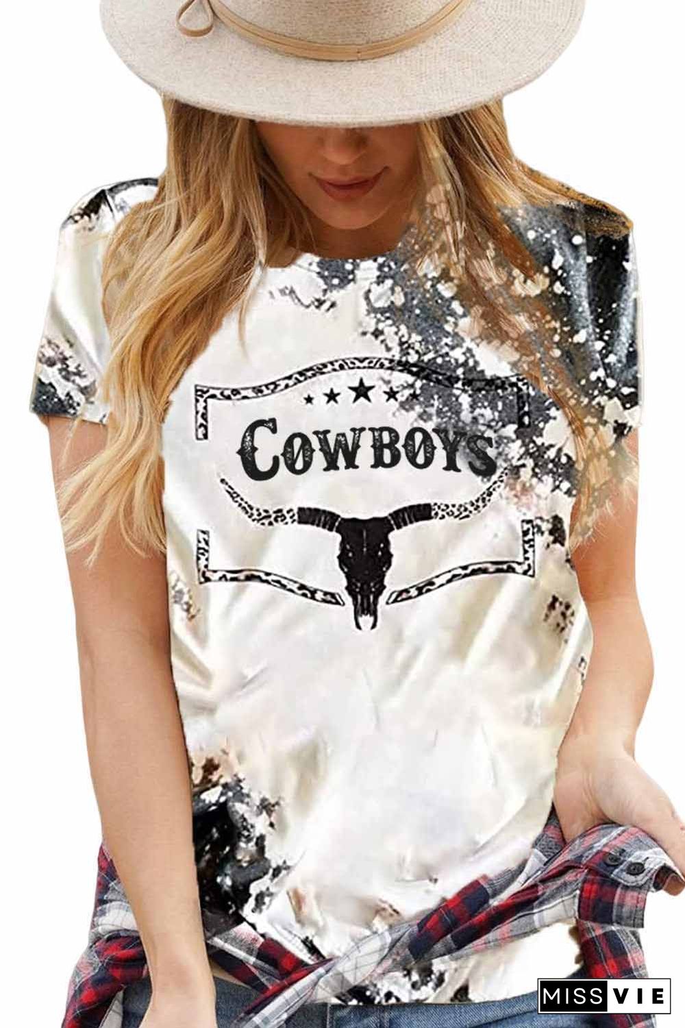 Gray Western Cow Horn Graphic Tee