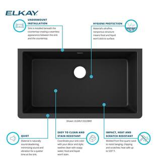 Elkay Quartz Classic Black Quartz 33 in. Single Bowl Undermount Kitchen Sink ELGRU13322BK0