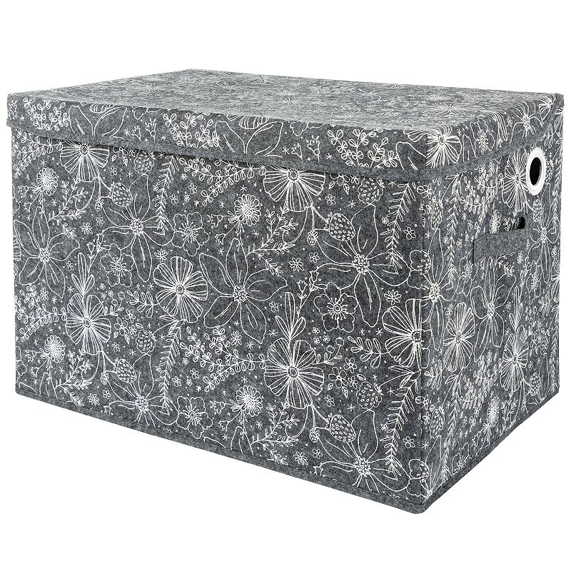 Sammy and Lou Floral Gray and White Felt Toy Box