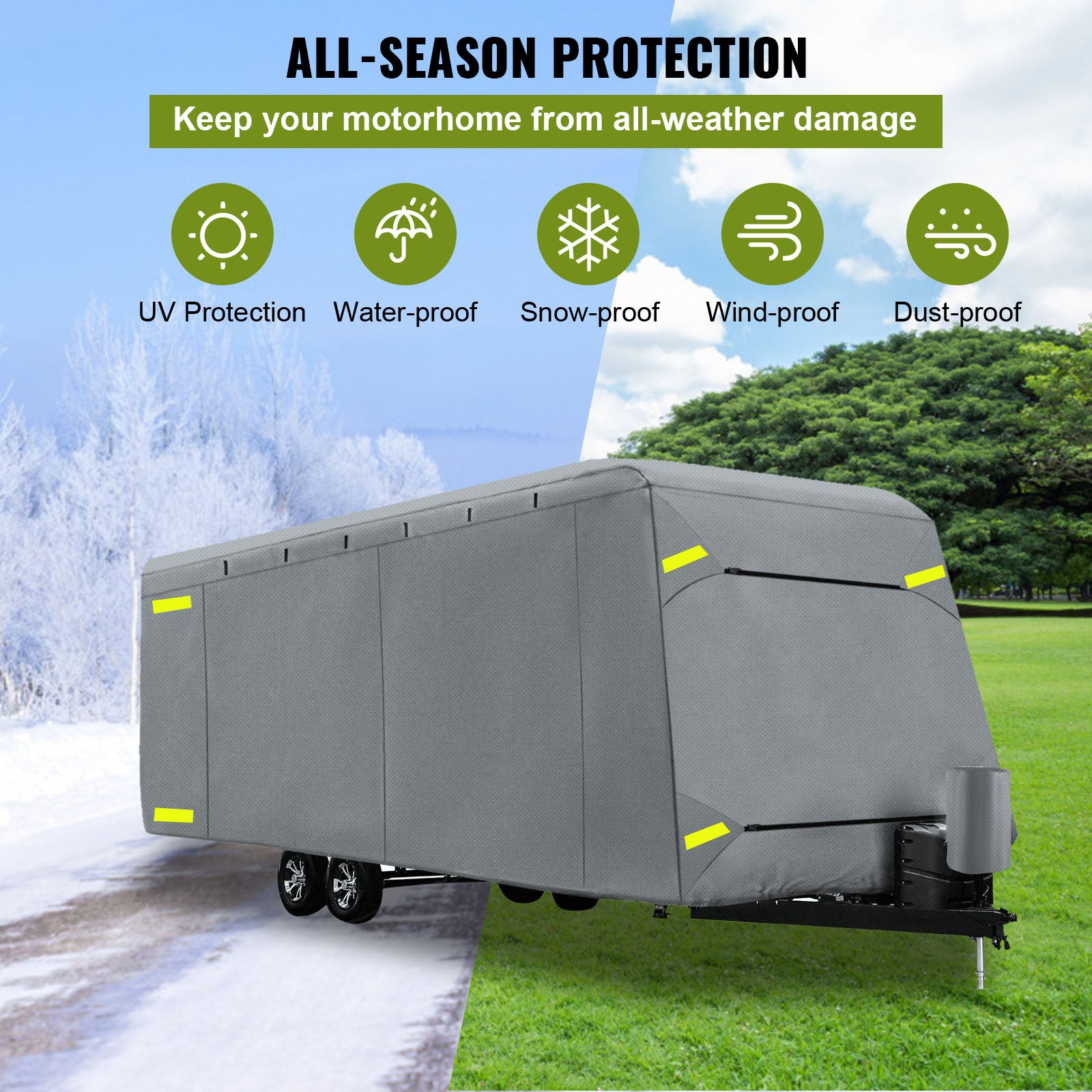 BENTISM RV Cover RV Trailer Cover 14'-16' Waterproof Camper Travel Trailer Cover