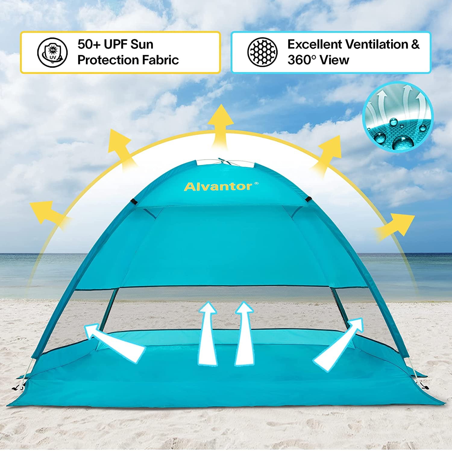 Beach Tents Coolhut Beach Umbrella Outdoor Sun Shelter Cabana Pop-Up UV50+ Sun shade by Alvantor