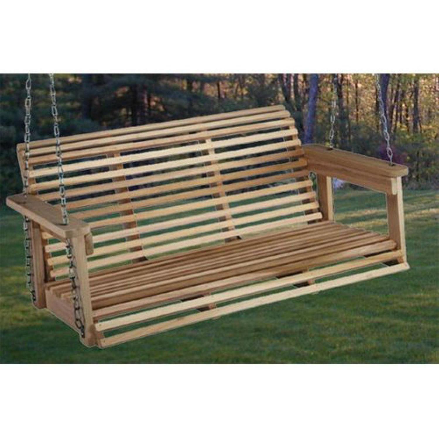 Beecham Swing Co Rolled Back 4 ft Wood Porch Swing  Crowdfused