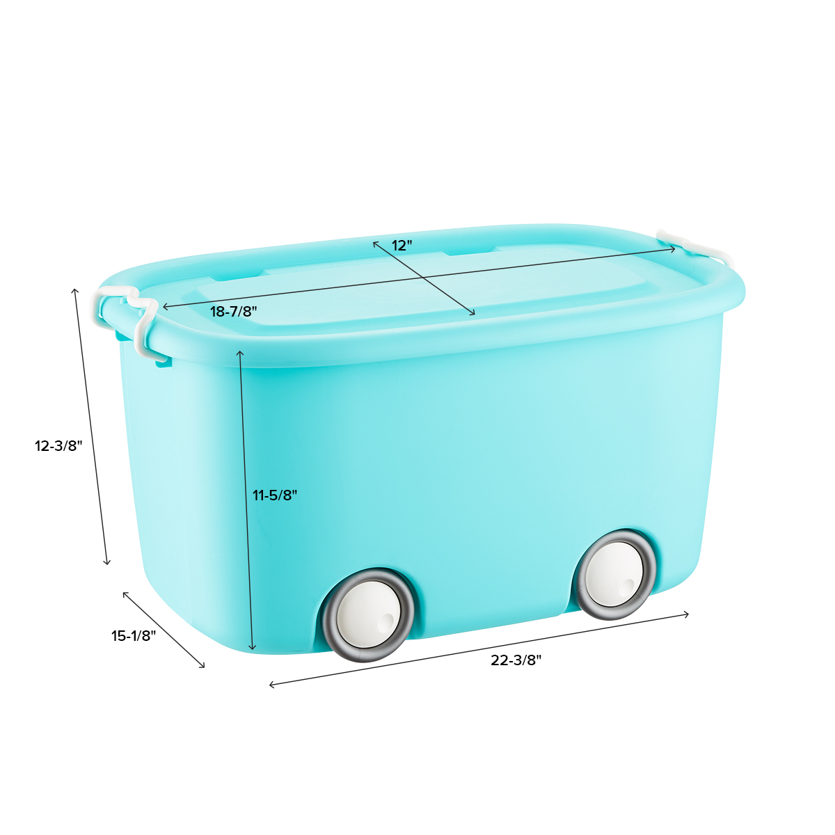 Aqua Rolling Storage Bin with Lid