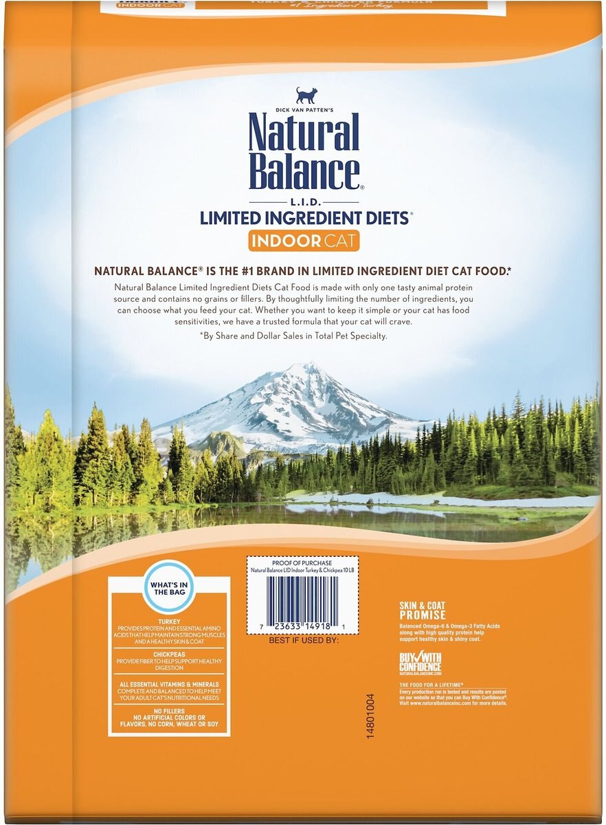 Natural Balance L.I.D. Limited Ingredient Diets Indoor Grain-Free Turkey and Chickpea Formula Dry Cat Food