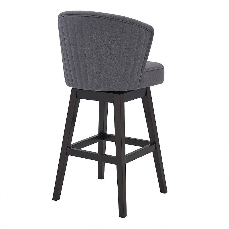 30 Inches Padded Swivel Barstool with Curved Backrest， Gray