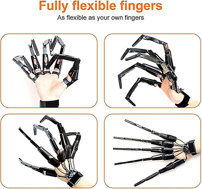 1 Pair Halloween Articulated Finger Extensions，3d Printed Flexible Finger Extensions Fits All Finger Sizes Scary Cosplay Finger Puppets Toys (black)