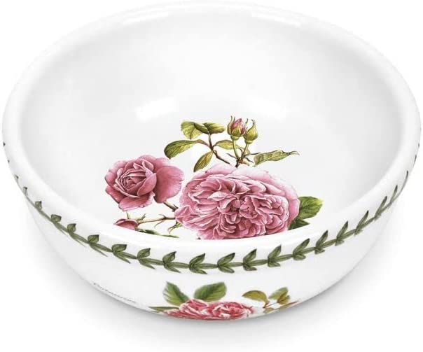 Portmeirion Botanic Roses 5.5” Fruit Salad Bowl with Assorted Rose Motifs， set of 4， Dishwasher， Microwave， Warm Oven， and Freezer Safe， For Cereal， Breakfast， Dessert