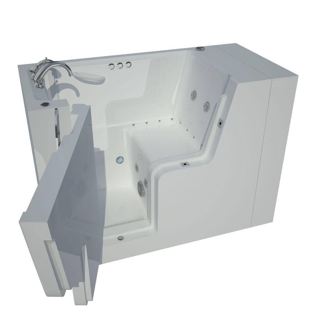 Universal Tubs Nova Heated Wheelchair Accessible 4.5 ft. Walk-In Air and Whirlpool Jetted Tub in White with Chrome Trim H2953WCLWDCH