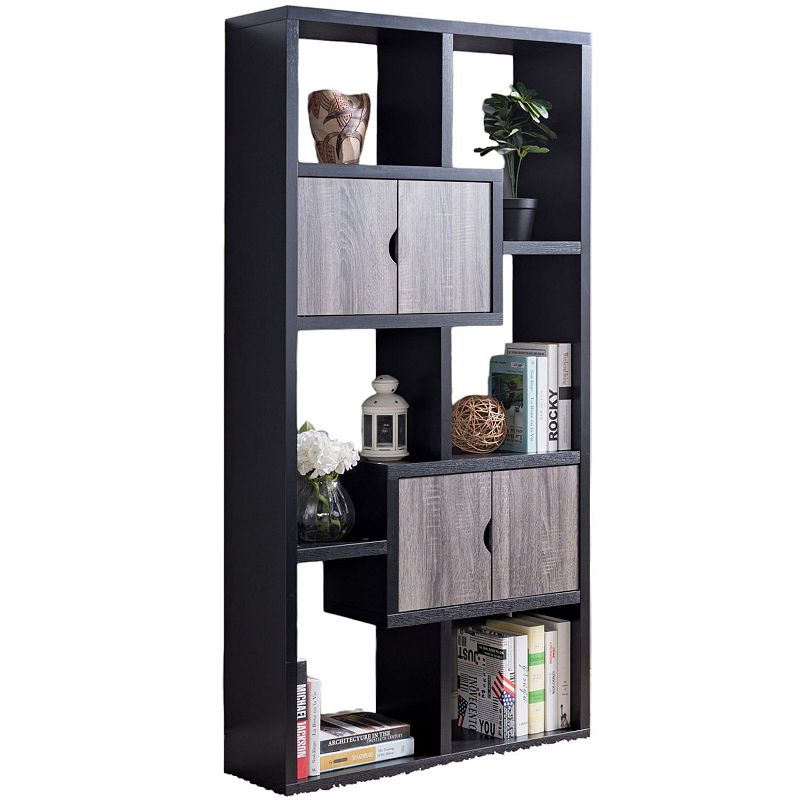 FC Design Display Bookcase with 6 Shelves and 2 Door Cabinets