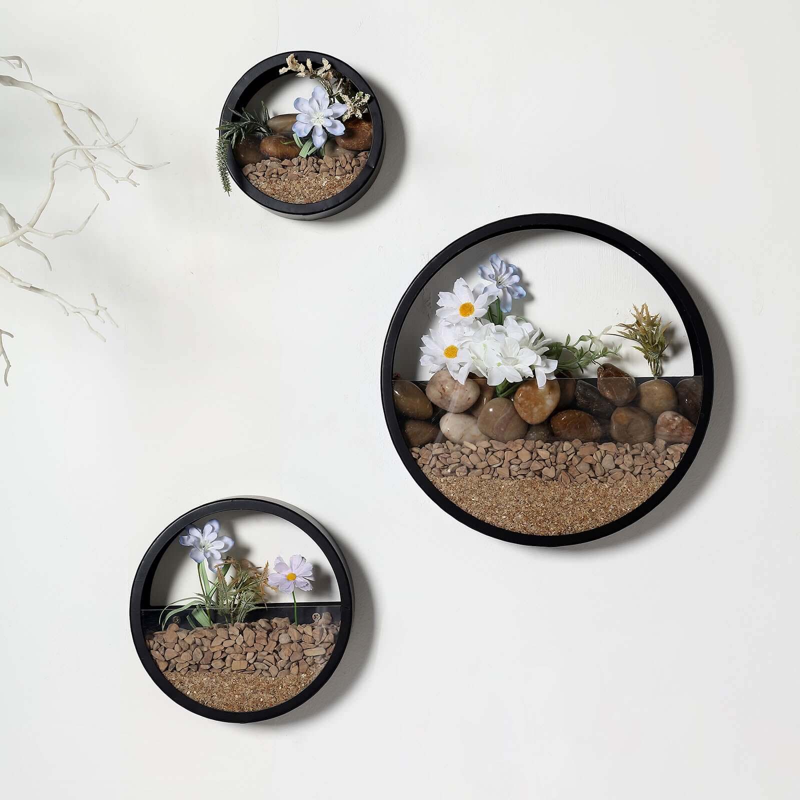 Set of 3 Black Half Moon Wall Planters, Round Metal Wall Hanging Planter, Modern Indoor/Outdoor Terrarium 6