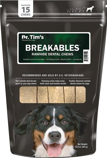 Dr. Tim's Breakables Dental Chews for X-Large Dogs， 15 count