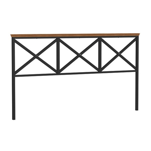 Hillsdale Furniture Ashford Triple X Design Metal Headboard， Textured Black with Oak Finished Wood - - 34259702