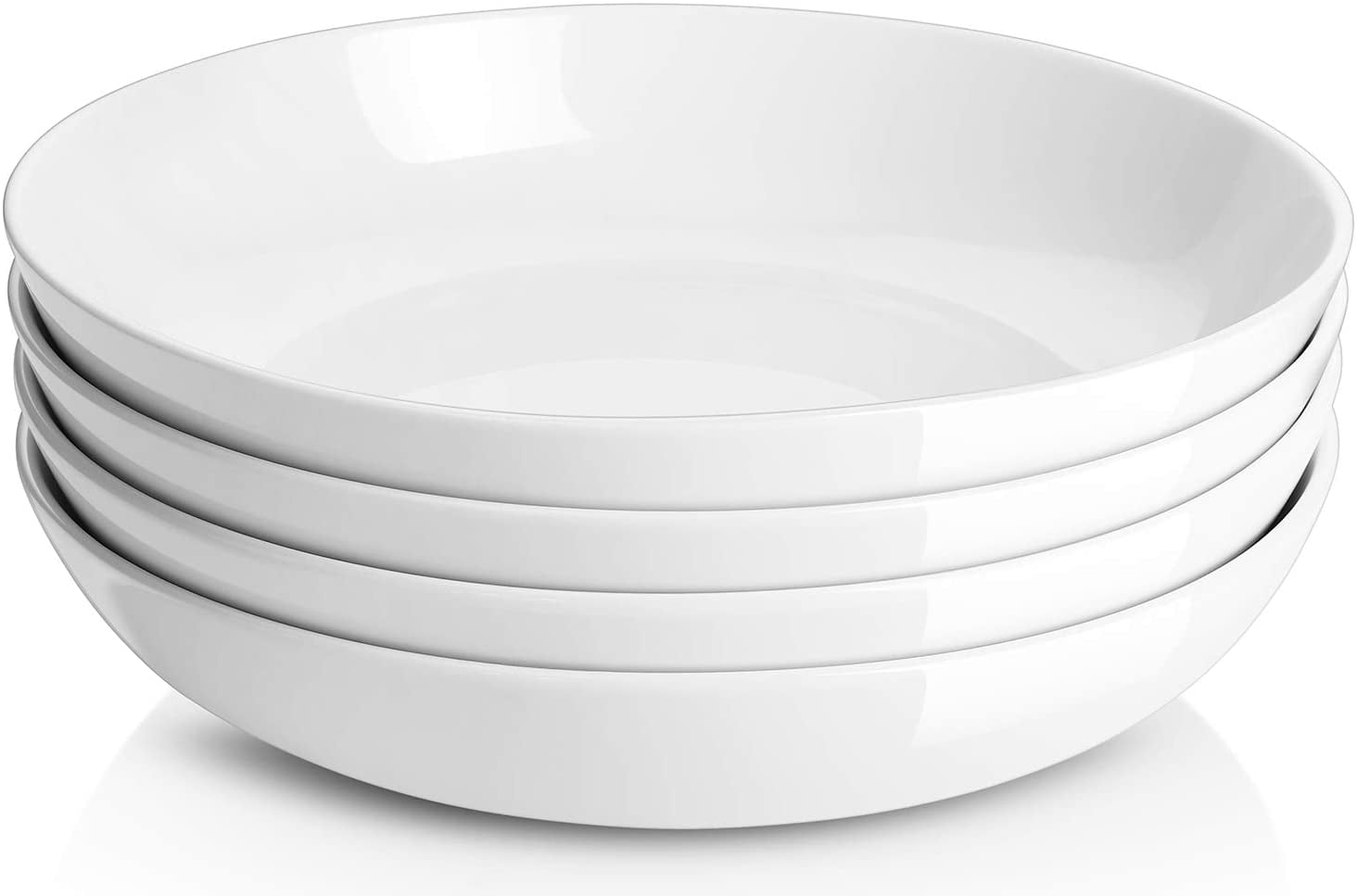 Y YHY 9.75 Large White Pasta Bowls， Ceramic 50 oz Serving Bowl Set of 4， Microwave and Dishwasher Safe