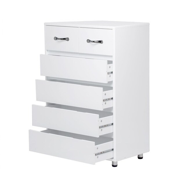 Six Drawer Storage Cabinet Side Table，White