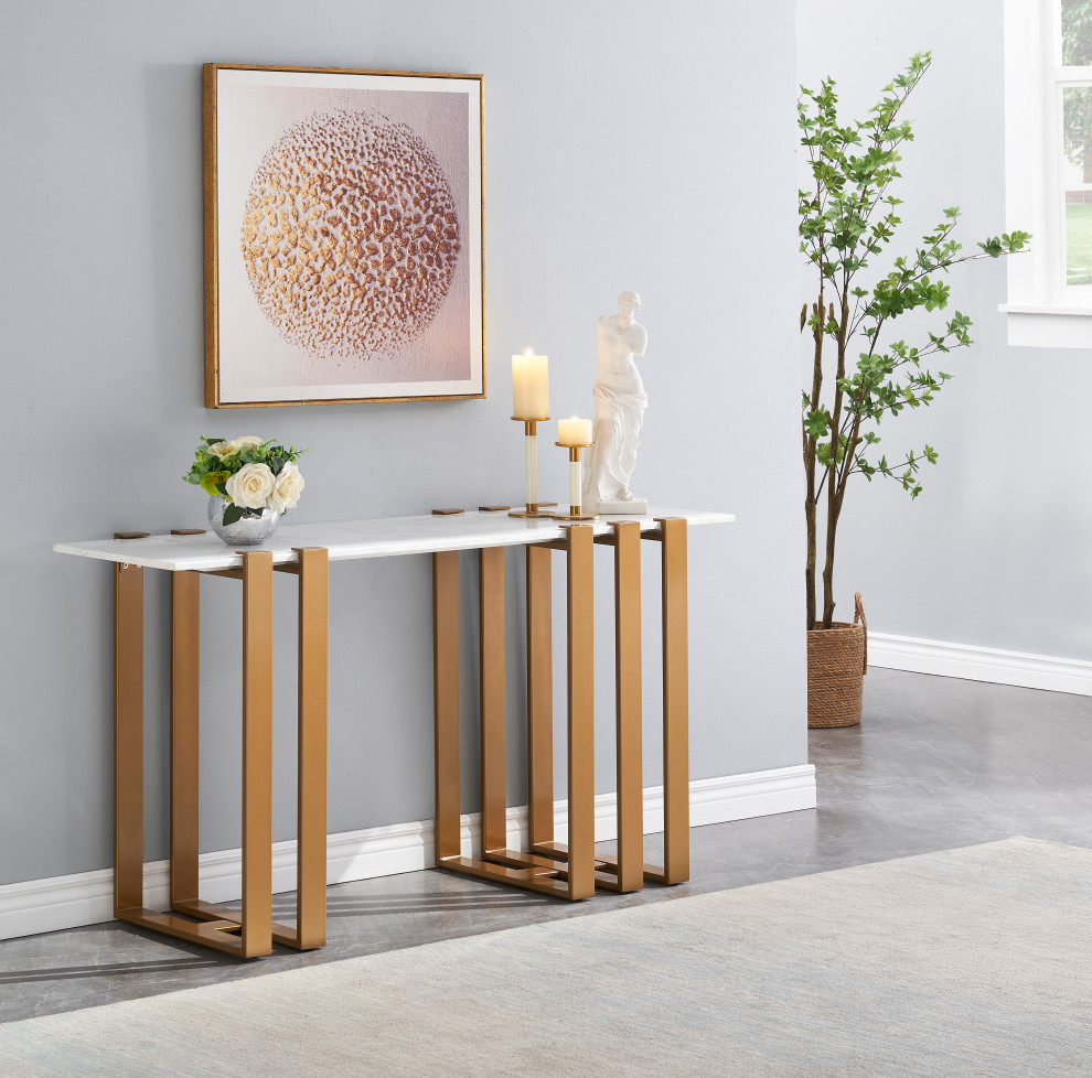 Coast to Coast Marble Top Console Table With Starshine/White Finish 71107   Contemporary   Console Tables   by Coast to Coast Imports  LLC  Houzz