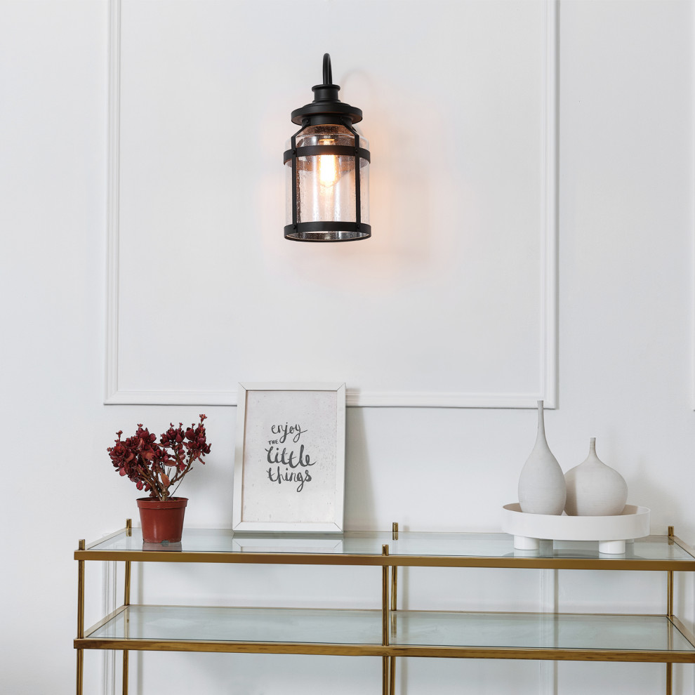 Apollo 1 Light Bronze Outdoor Wall Sconce with Seeded Glass Shade   Transitional   Outdoor Wall Lights And Sconces   by Globe Electric  Houzz