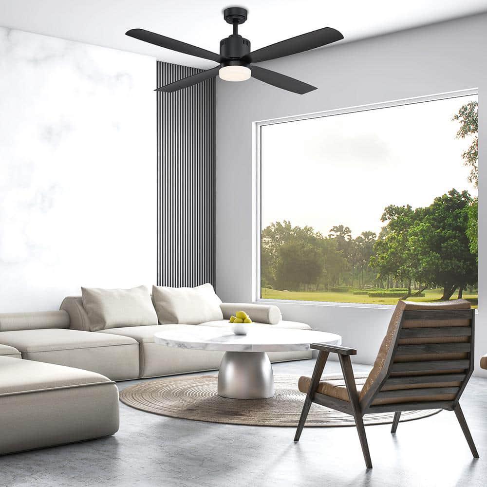 Home Decorators Collection Kitteridge 52 in LED Indoor Matte Black Ceiling Fan with Light Kit