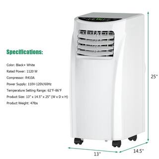 Costway 8000 BTU Portable Air Conditioner with Dehumidifier in White EP24619US